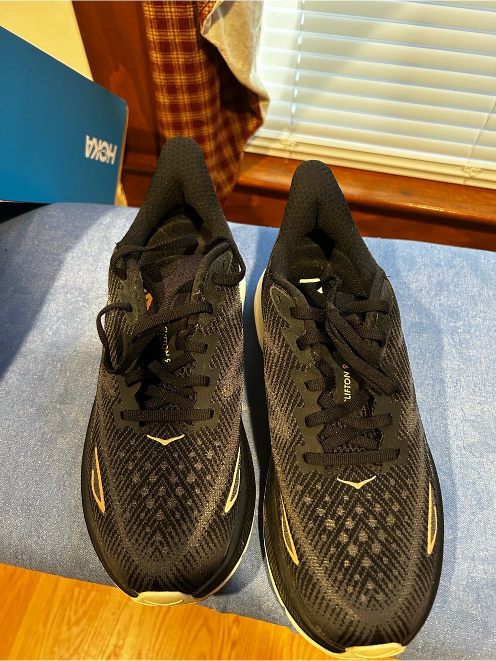Hoka Black Running Shoes with Rose Gold Accents